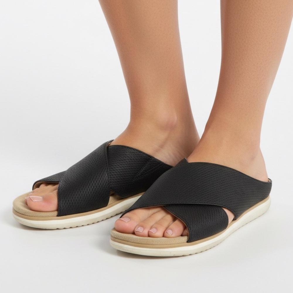 Soul Naturalizer Jessa Women Lady 9M Black Slides Criss Cross Sandals